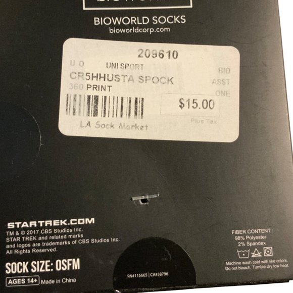BioWorld Star Trek Spock Character Socks - Picture 6 of 9